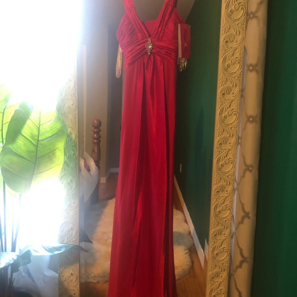 Hot pink satin gown